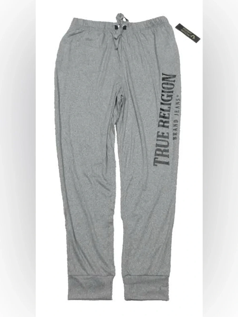 True Religion Heather Gray Jogger Pants with Navy Logo